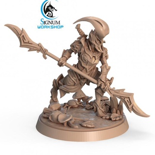 iten-shay watcher spider witches signum workshop dungeons fantasy miniatures spear warrior tabletop scout insectoid ttrpg presupported akkari 3d print model - Mito3D
