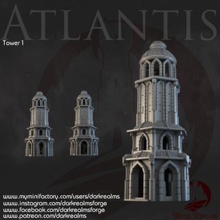 dark realms atlantis - tower 1 forge Store Tabletop 3D Printable Terrain Fantasy building fantasy terrain 3d print model - Mito3D
