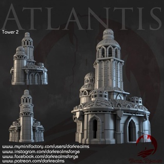 dunkel Bereiche atlantis Turm 2 Schmiede Geschäft Tischplatte 3D druckbar Terrain Fantasie 3d print model - Mito3D