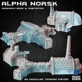 alpha norsk habitation facility - modular kit expedition collection print minis Tabletop Characters & Creatures Sci-Fi Universe 3D Printable Terrain terrain building sci-fi space snow base factory scenery dieselpunk 3d print model - Mito3D