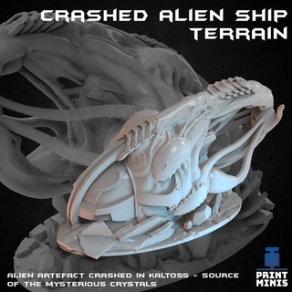 crashed alien space ship terrain - expedition collection print minis Tabletop Characters & Creatures Sci-Fi Universe Vehicles Machines sci-fi scenery scatter 3d print model - Mito3D