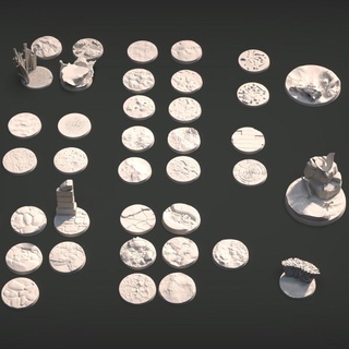 Vielfalt Basen imp3dsion Tischplatte Zubehör Tiere Knochen Zeichen niedlich Miniaturen Fluss Wasser Monster Base Gras generisch Felsen Steine Lava vulkanisch Erbsen +Drache 3d print model - Mito3D