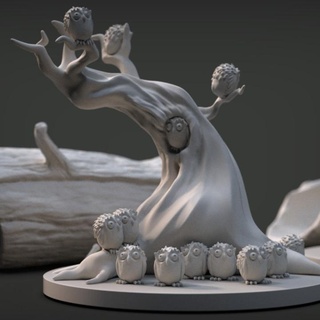 alberi gufi bauli imp3dsion animale cartone animato natura gufo albero risorsa tronco supportato naturaambiente buhos 3d print model - Mito3D