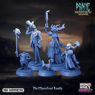 panique moorefrost manor famille Achevée ensemble cassé enclume miniatures table personnages créatures fantaisie univers boutique dnd fantômes spectres 3d print model - Mito3D