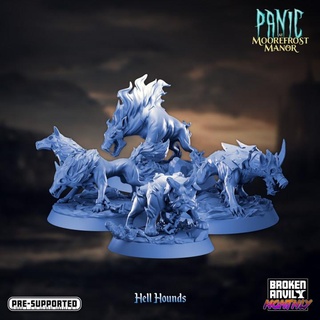 panic moorefrost manor- hellhounds complete set broken anvil miniatures Tabletop Characters & Creatures Fantasy Universe Store dogs dnd 3d print model - Mito3D