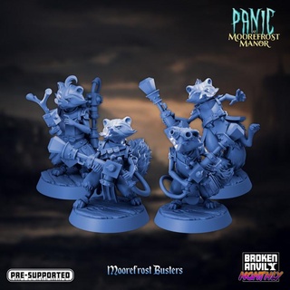 panic moorefrost manor- spirit busters complete set broken anvil miniatures Tabletop Characters & Creatures Fantasy Universe Store ghost raccoons 3d print model - Mito3D