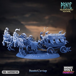 panic moorefrost manor- haunted carriage broken anvil miniatures Tabletop Characters & Creatures Fantasy Universe Store black boss horses coach wraiths 3d print model - Mito3D