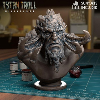 rock giant bust pre-supported tytantroll miniatures Store dragons dungeons fantasy god scale war painting dnd 32mm busts 3d print model - Mito3D