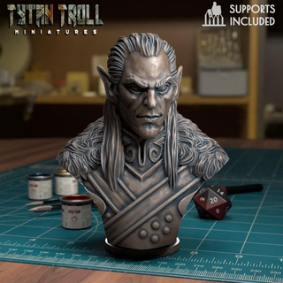 rahadin bust pre-supported tytantroll miniatures Store dragons dungeons elf fantasy scale minis 50 dnd 32mm dusk busts curse strahd 3d print model - Mito3D