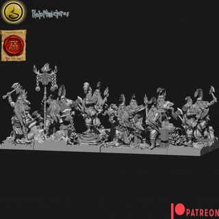 nain chercheurs holominiatures table personnages créatures fantaisie univers dragon géant troll unité wargaming tueur dnd mohawk 9thage chercheur nains the9thage 3d print model - Mito3D
