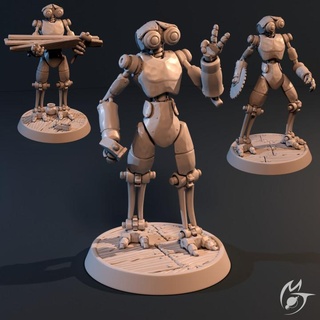 arby auxiliar automatons - three robots making tlon Tabletop Characters & Creatures blacksmith monster robot sci-fi character automaton bot carpenter encounter 32mm servant npc retainer artificer warforged supported homunculus 3d print model - Mito3D