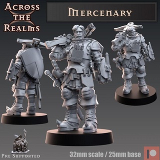 mercenary across realms Tabletop Characters & Creatures Fantasy Universe fighter gaming guard miniatures rpg tabletop crossbow dnd pathfinder 5e 3d print model - Mito3D