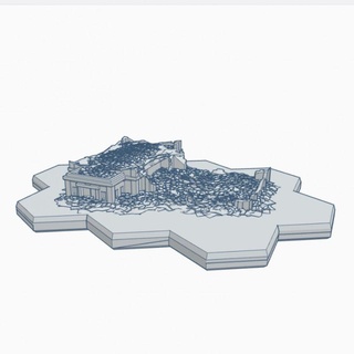 moderne ruiné bâtiment 9 hexadécimal base Feu gare mrhb009 jeu guerre forger table 3D imprimable terrain boutique Sci 6mm Battletech 3d print model - Mito3D