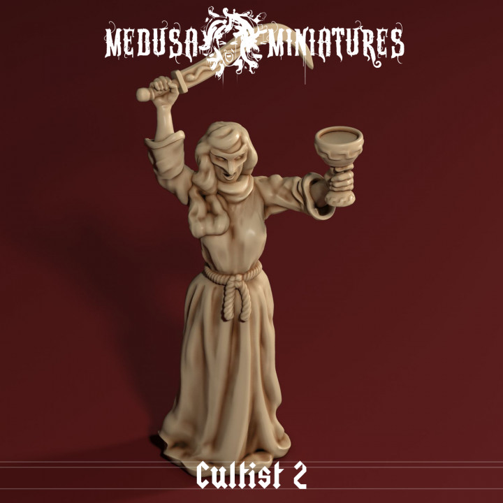 culte cobra 2 épée gobelet méduse miniatures table personnages créatures fantaisie univers dragons donjons rpg vampire serpent cthulhu dnd éclaireur 3D print model - Mito3D
