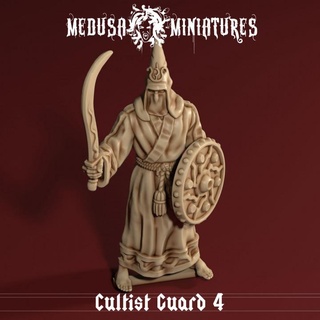 cult cobra - cultist guard 4 medusa miniatures Tabletop Characters & Creatures Fantasy Universe dragons dungeons rpg shield sword snake enemy cthulhu supports 28mm cleric pathfinder 32mm ttrpg pre-supported 3d print model - Mito3D