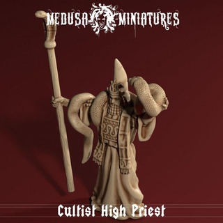 cult cobra - high priest medusa miniatures Tabletop Characters & Creatures Fantasy Universe dragons dungeons fantasy rpg snake evil cthulhu pulp 28mm cleric pathfinder 32mm cultist ttrpg 3d print model - Mito3D