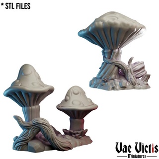 gigante cogumelos suporte Ai mim derrotado miniaturas tampo mesa 3D imprimível terreno loja fantasia rpg cogumelo dnd cenário 3d print model - Mito3D
