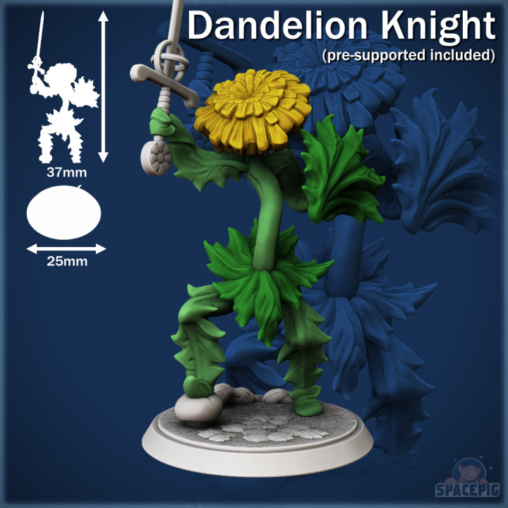 dandelion knight commander spacepig Tabletop Characters & Creatures Fantasy Universe Store fantasy nature plant rpg miniature tabletop weed d&d dnd feywild witchlight 3D print model - Mito3D