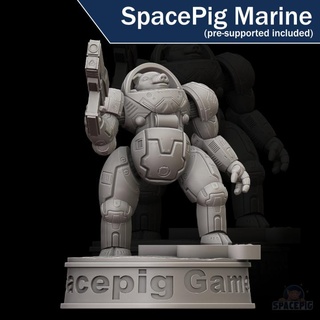 cerdo espacial marina comandante mesa caracteres criaturas Sci Fi universo Tienda lindo espacio estatua miniatura desintegrador astronauta deformación comando hocico pot belly bellied 3d print model - Mito3D