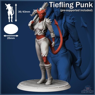 ramonaa tiefling punk commander spacepig Tabletop Characters & Creatures Fantasy Universe Store demon city devil hell miniatures rpg club horns tabletop fiend tail d&d dnd urban leather spiked ripped avernus 3d print model - Mito3D