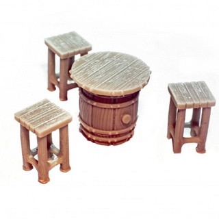 tabela cadeiras crosslances tampo mesa 3D imprimível terreno loja fantasia acessórios Cerveja pirata barril taberna cênico argh histórico 3d print model - Mito3D
