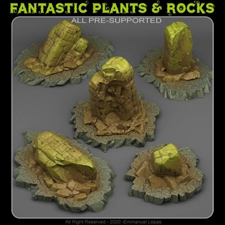 Antik orman kalıntılar fantastik bitkiler kayalar mağaza masaüstü 3D yazdırılabilir arazi fantezi Emmanuel kabile Bırak destekli 3d print model - Mito3D