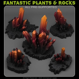 büyü kristaller fantastik bitkiler kayalar mağaza masaüstü 3D yazdırılabilir arazi fantezi Emmanuel kabile Bırak destekli 3d print model - Mito3D
