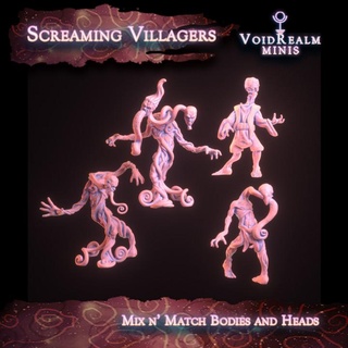 screaming villagers set interchangeable heads voidrealm minis Tabletop Characters & Creatures Fantasy Universe Store horror japanese modular zombie death twisted cosmic kingdom spiral zombies nightmare bloodborne demons uzumaki junji ito distorted hoarde 3d print model - Mito3D