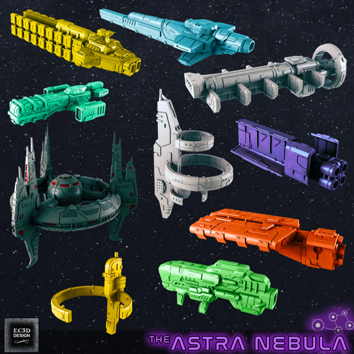 civilian ships stations - set 1 fleet scale starship evan carothers  Tabletop Tabletop Characters & Creatures Sci-Fi Universe Tabletop Tabletop Vehicles & Machines Store scifi starship civilian installations stations  3D print model - Mito3D