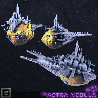 asteroid cruiser fleet scale starship evan carothers Tabletop Characters & Creatures Sci-Fi Universe Vehicles Machines Store space installation 3d print model - Mito3D
