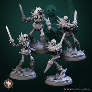 ice skeletons set 4 miniatures 32mm pre-supported white werewolf tavern Tabletop Characters & Creatures Fantasy Universe Store creature monster tabletop wargame dnd bundle warband dndmonster dndcreature 3d print model - Mito3D