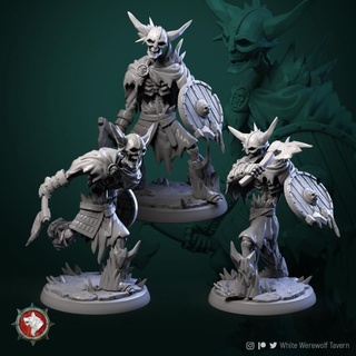 frost skeletons set 3 miniatures 32mm pre-supported white werewolf tavern Tabletop Characters & Creatures Fantasy Universe Store undead tabletop wargame dnd pathfinder dndmonster dndcreatures 3d print model - Mito3D