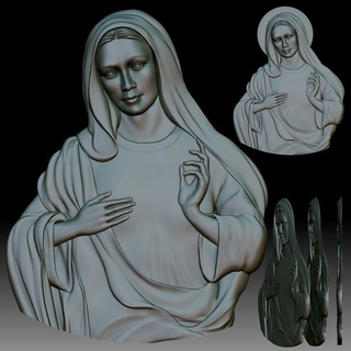Virgen María madre Jesús alivio cnc enrutador 3d impresora Aleksey Vorontsov hogar casa jardín menaje adornos imprimible modelo religión bas relief 3d print model - Mito3D