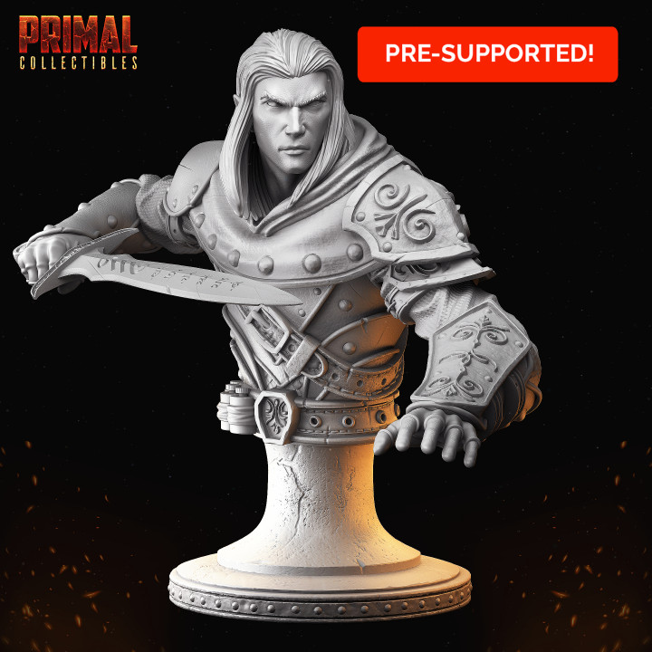 elf - ettrian bust - masters dungeons quest primal collectibles  Fan Art Busts bust classic dragons dungeons elf epic fantasy hero retro rpg sword warrior miniature hammer enemy paint boardgame roleplaying tabletop wargame d&d quest retrogame tabletopgame classicgame  3D print model - Mito3D