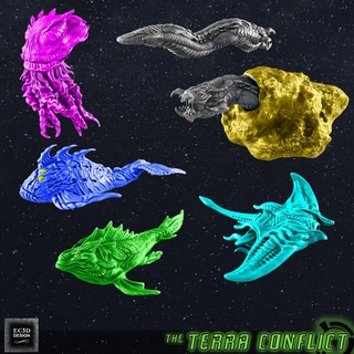 space creatures - set 2 fleet scale starship evan carothers Tabletop Characters & Creatures Sci-Fi Universe Vehicles Machines Store galaxy combat 3d print model - Mito3D