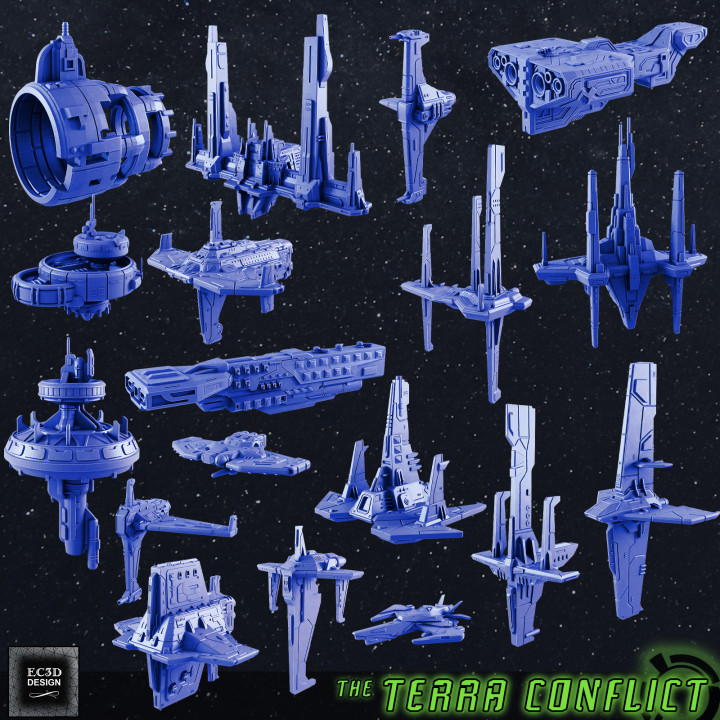 alliance fleet fleet scale starships evan carothers  Tabletop Tabletop Characters & Creatures Sci-Fi Universe Tabletop Tabletop Vehicles & Machines Store space scifi fleet starships  3D print model - Mito3D