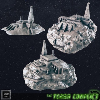 rocky installation fleet scale starship evan carothers  Store Tabletop 3D Printable Terrain Sci-Fi terrain galaxy starship combat fleet  3d print model - Mito3D