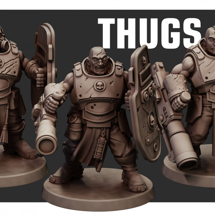 Thugs jukko tavolo personaggi creature Sci Fi universo negozio guardia miniatura scifi fanteria gioco guerra cupo pellegrino rosso 3D print model - Mito3D