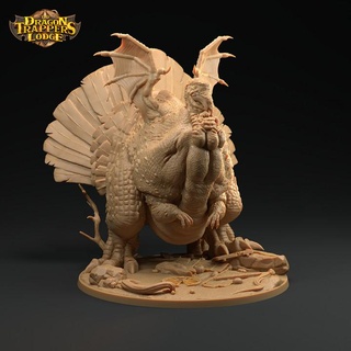 autumn dragurkey - presupported dragon trappers lodge Tabletop Characters & Creatures Fantasy Universe Store beast boss creature dinner dungeons turkey wings chicken fall holiday thanksgiving feathers dnd loyalty 3d print model - Mito3D