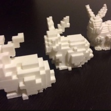 low voxel stanford bunny + voxelization minecraft tutorial fan Kunst 3dhubsdemolowvoxelminecraftschematictutorialvoxel 3d print model - Mito3D