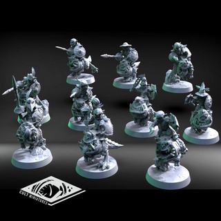 goblin knights cult miniatures Tabletop Characters & Creatures Fantasy Universe Store dragons dungeons modular age night d&d pathfinder sigmar riders squig regiment hoppers 3d print model - Mito3D