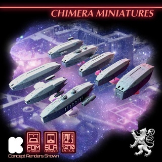 chimera starship miniatures 2nd dynasty stl future sci-fi science ship space star vessel wars fiction full combat tactical traveller stargrave minaitures 1 270 3d print model - Mito3D