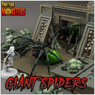 giant spiders pack printyourmonsters Tabletop Characters & Creatures Fantasy Universe 3D Printable Terrain print eggs game monster rpg set stone temple terrain warhammer miniature spider resin monsters tabletop ground patreon d&d dnd bundle emmanuel pathfinder scatter tribe lepas supported cobweb 3d print model - Mito3D