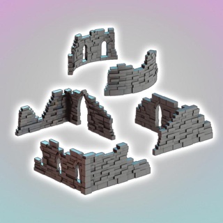antiguo castillo restos platillos estudios mesa 3D imprimible terreno fantasía mazmorras Roca calabozo d 28mm paisaje obsesionado dispersión destruido 3d print model - Mito3D