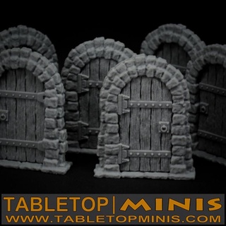 stone archway wooden door tabletopminis Store Tabletop 3D Printable Terrain Fantasy ancient architecture building old castle doorway heritage ruins arch historic arches stonework stonearchway stonearch 3d print model - Mito3D