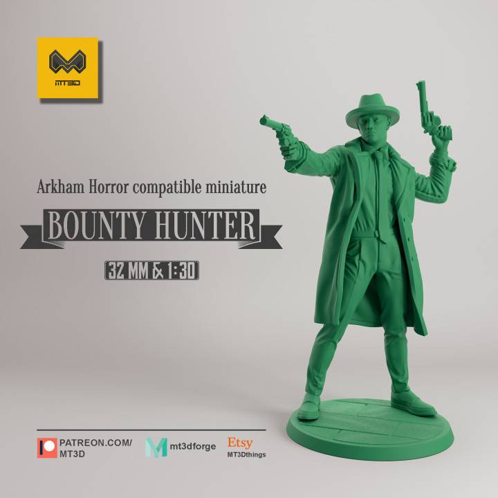 bounty hunter - arkham horror compatible mt3d forge Tabletop Characters & Creatures Fantasy Universe miniatures miniature bountyhunter tony arkhamhorror 3D print model - Mito3D