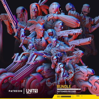 cyberpunk modelos agrupar setembro liberação unit9 tampo mesa personagens criaturas Sci Fi universo loja 3d print model - Mito3D