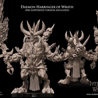 daemon harbinger wrath avatars war Tabletop Characters & Creatures Fantasy Universe demon dragons dungeons fantasy mini old rpg school warhammer miniature age supports wargame chaos dnd 9th aos ttrpg kow presupported pre-supported supported ninth deathmatch aow avatarsofwar 3d print model - Mito3D