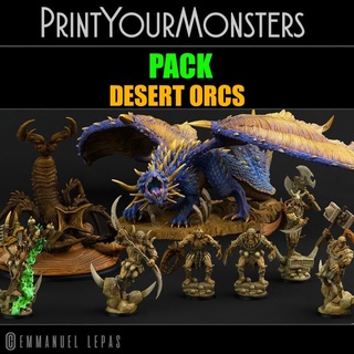 desert orcs pack printyourmonsters Tabletop Characters & Creatures Fantasy Universe print dragon fighter game monster orc rpg scorpion set resin monsters tabletop mauler rider patreon dnd bundle emmanuel sorcerer tribe lepas supported chieftain piskoramli 3d print model - Mito3D