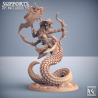 sethris bloodhiss - maneater nagarots hero artisan guild dragons dungeons fantasy lady mini modular rpg miniature snake tabletop supports dnd naga ttrpg presupported supported 3d print model - Mito3D